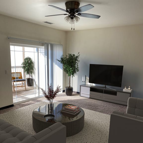 a living room with couches and a coffee table