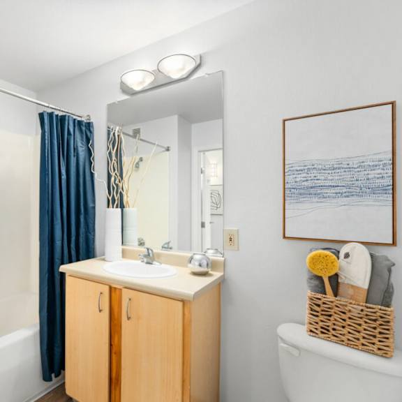 luxurious bathroom at pacific tower apartments, portland, or, 97209