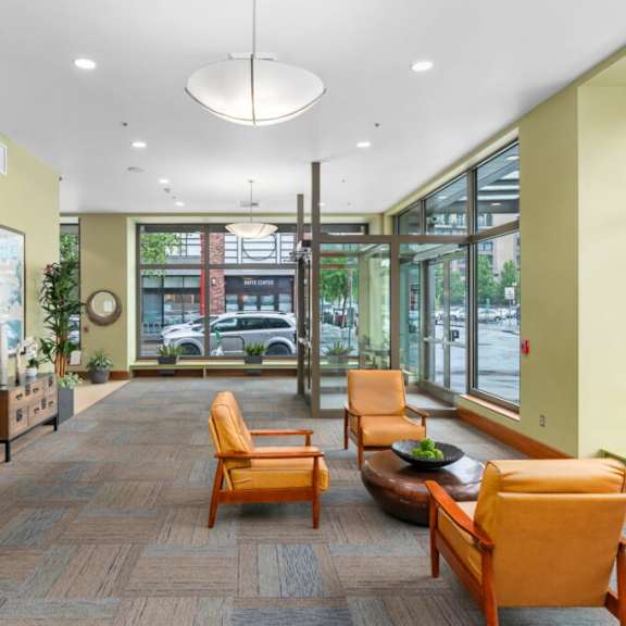 large lobby at pacific tower apartments, portland, or, 97209