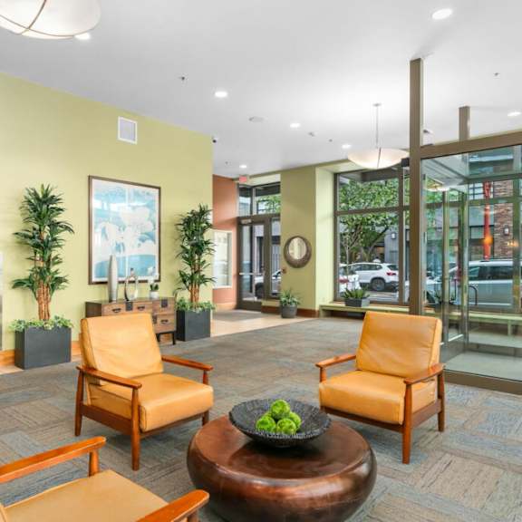lobby lounge at pacific tower apartments, portland, oregon