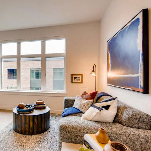 living room with tv at holm at sellwood, portland, or