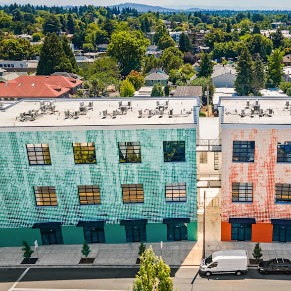 full building arial sandy rose lofts