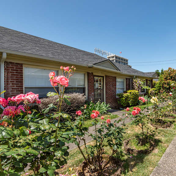 a house with a garden in front of it.