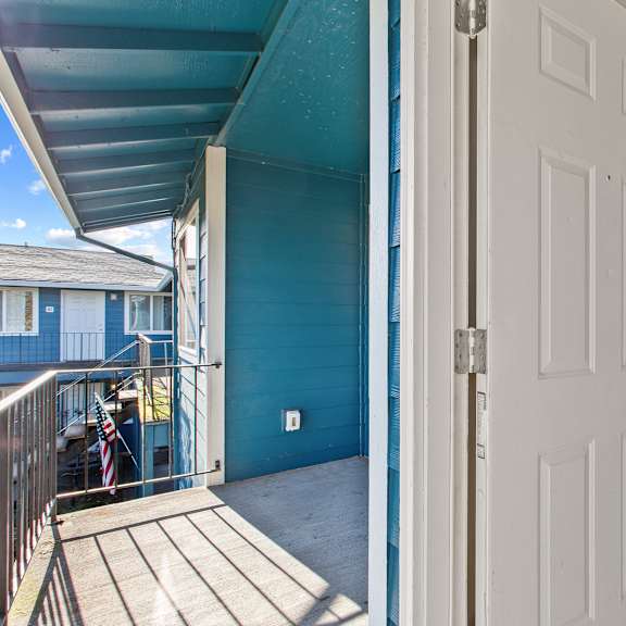 a white door at garden villa apartments, oregon