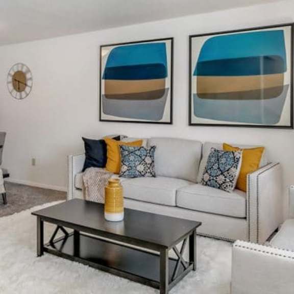 living room sofa at alder creek apartments, vancouver