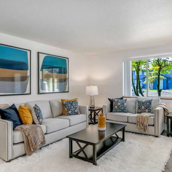 living room at alder creek apartments, vancouver