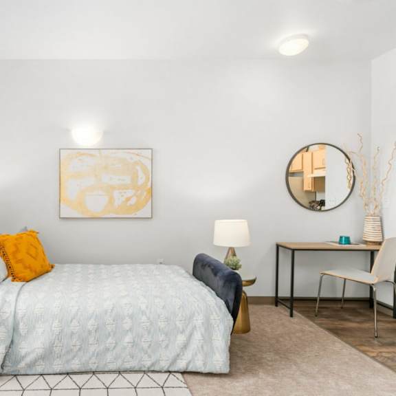 large bedroom at fifth avenue place apartments, portland, or