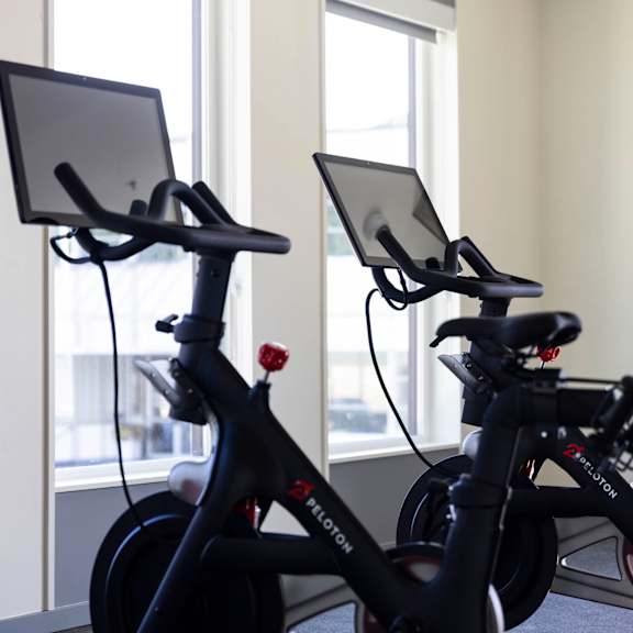 a row of bikes with laptops on them at moraine, tacoma