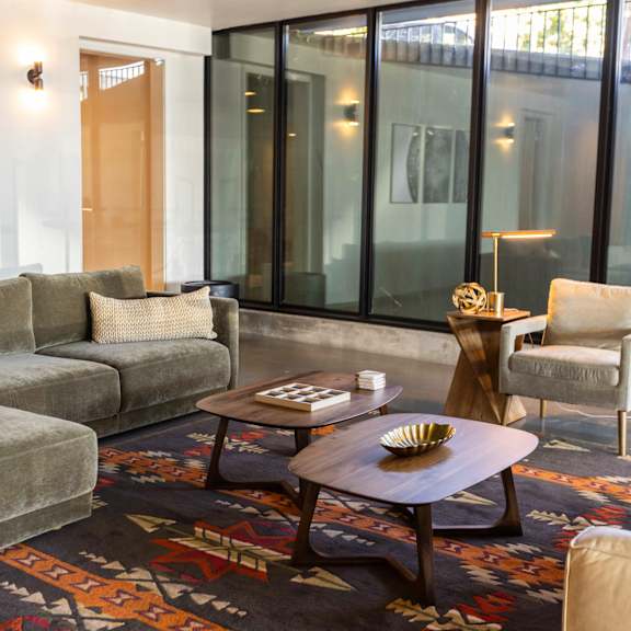 a living room with couches and a coffee table at moraine, tacoma, wa