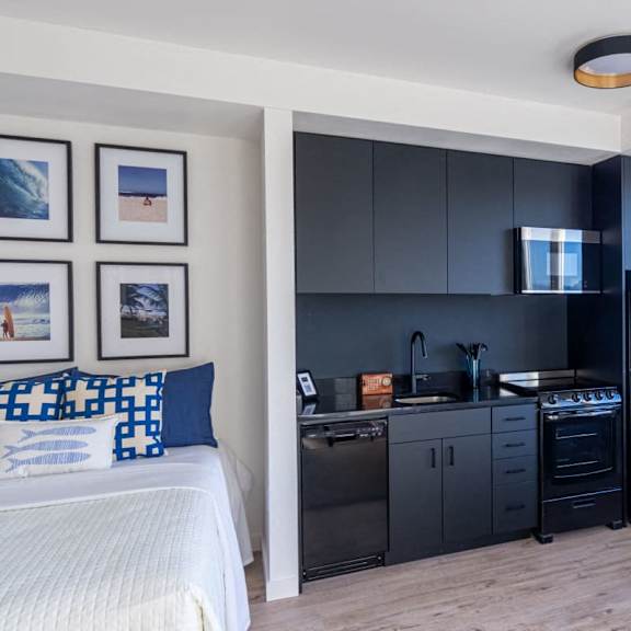 living with kitchen at nomad apartments, portland, or, 97217