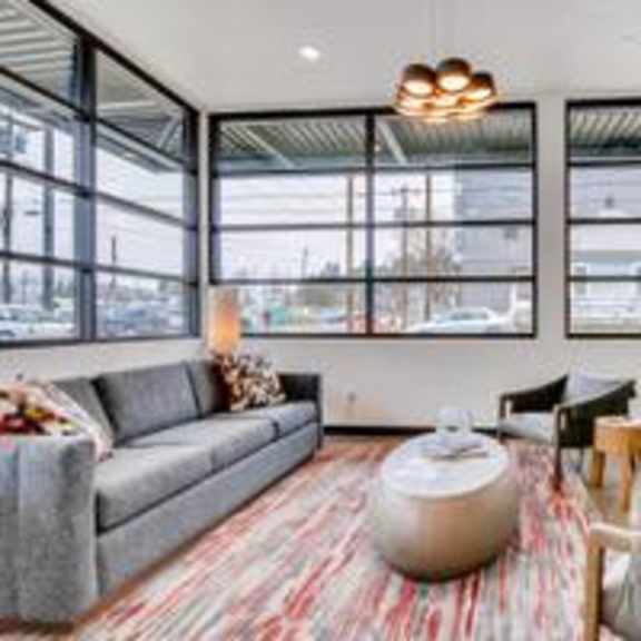 modern living room at holm at sellwood, portland oregon