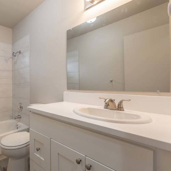 a bathroom with a sink toilet and bathtub