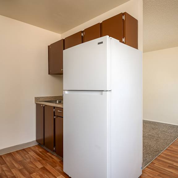 white refrigerator at garden villa apartments, portland, or