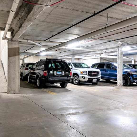 a parking garage with cars parked in it at wilmette 1121, wilmette, illinois