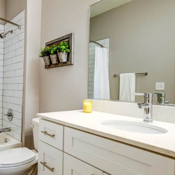 a bathroom with a sink toilet and a shower at barrington 101, barrington, 60010