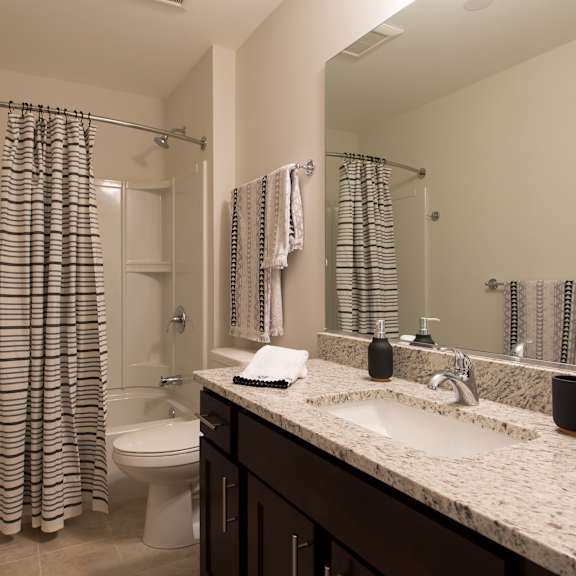 a bathroom with a sink and a toilet and a shower