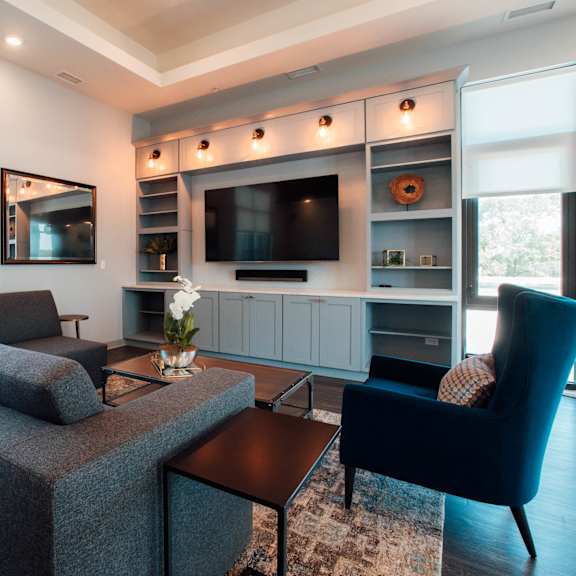 a living room with a couch and a tv at barrington 101, illinois