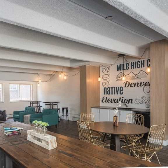 modern clubroom at 1190 s bellaire st in denver, co