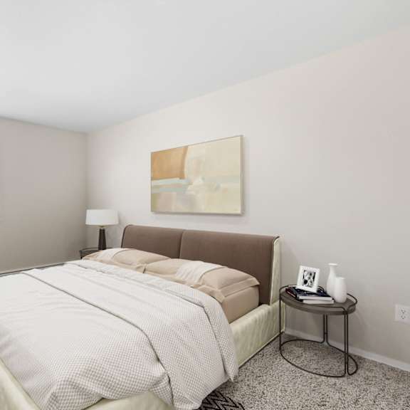 a peaceful retreat with plush carpeting, neutral tones, and city views at 1190 s bellaire st in denver, co