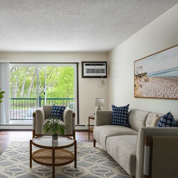 living room with tv at pheasant park apartments, new hope, 55428-5401