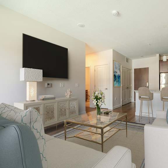 a living room with couches and a coffee table at sonder house, brooklyn center, minnesota