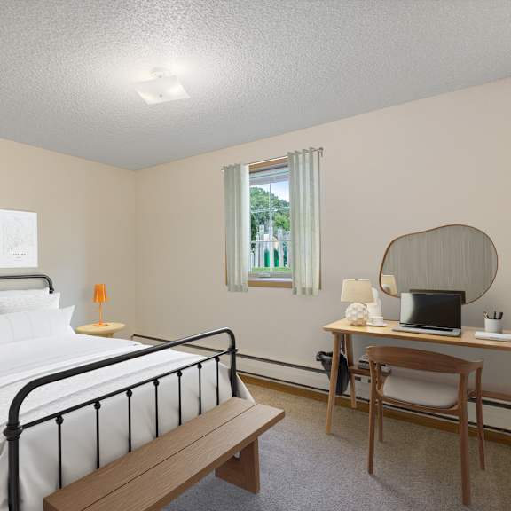 cozy bedroom at ames lake neighborhood apartments, st. paul, 55106