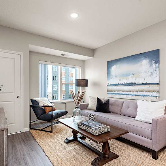 modern living room at decatur landing i & ii, brooklyn park, mn 55445