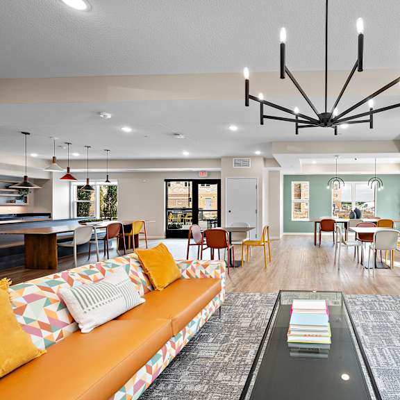 clubroom with tv at decatur landing i & ii, brooklyn park minnesota