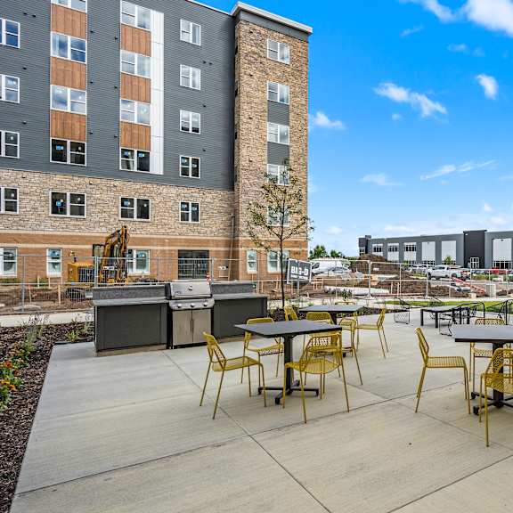 outdoor patio and grill at decatur landing i & ii, brooklyn park, mn 55445
