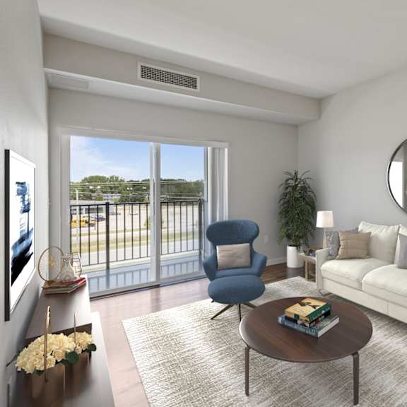 a living room with a couch and a coffee table at eastgate apartments, minnesota