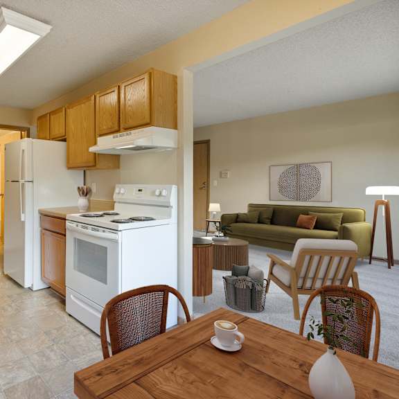 bright kitchen at ames lake neighborhood apartments, st. paul, mn