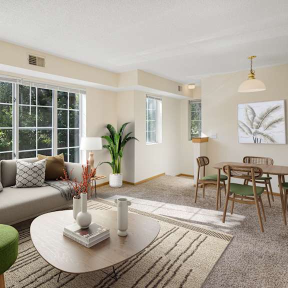 living room at ames lake neighborhood apartments, st. paul, 55106