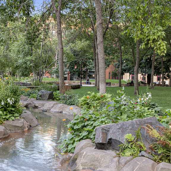 pond view at parkside apartments, minnesota, 55101