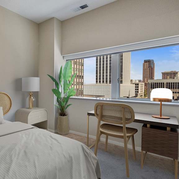 large bedroom at press house apartments, st paul, minnesota