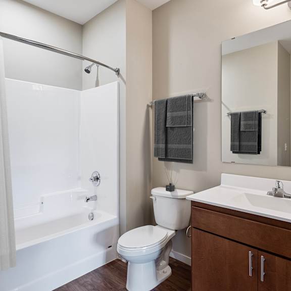 bathroom with bathtub at press house apartments, minnesota, 55101