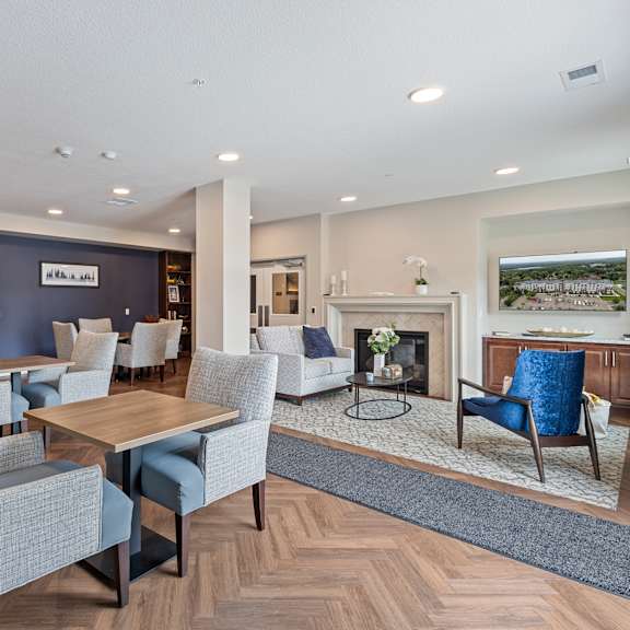 community clubhouse at the quill 55+ apartments, hastings, mn