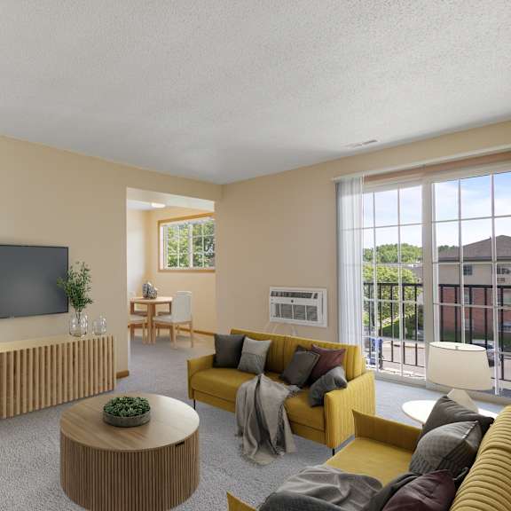 main living room at ames lake neighborhood apartments, st. paul