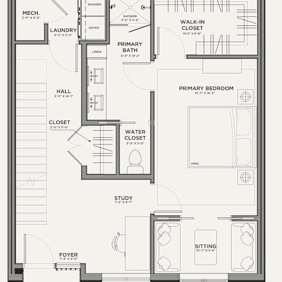 Thumbnail 2 of 5 A black and white floor plan of a small apartment.