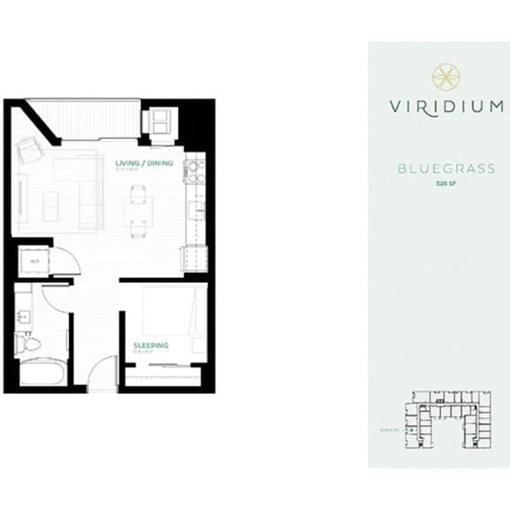 Thumbnail 2 of 2 Bluegrass Floor Plan at Viridium Apartments, Minneapolis, 55401