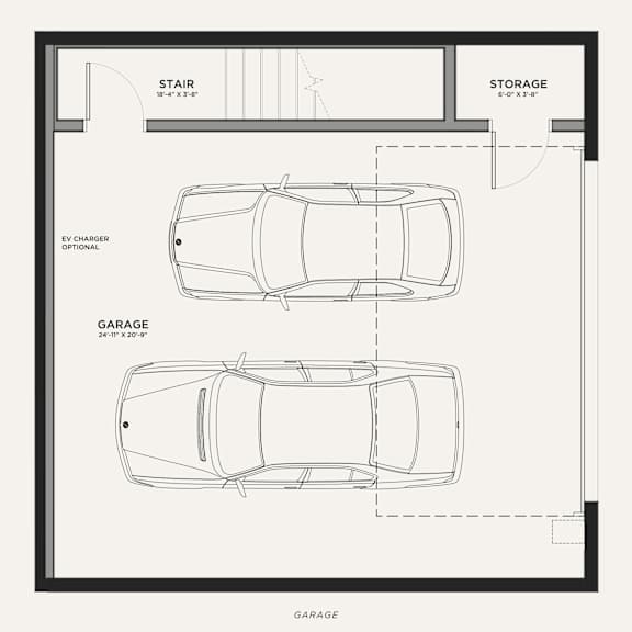 Thumbnail 5 of 5 A drawing of a house floor plan with a garage and a storage area.
