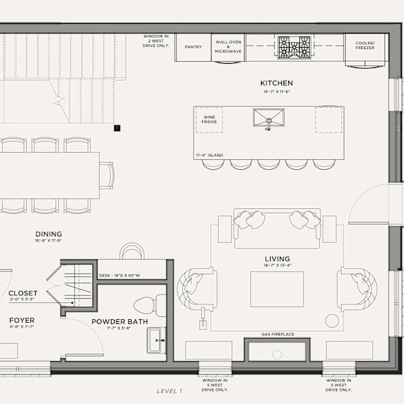 Thumbnail 2 of 5 A black and white floor plan of a house with a kitchen, living room, dining room, and bathrooms.