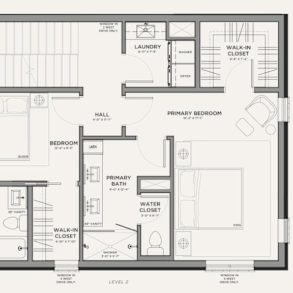 Thumbnail 3 of 5 A black and white image of a floor plan for a two-level home.