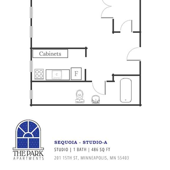 Thumbnail 1 of 3 Sequoia Studio Apartments A Floor Plan Blue Prints at The Park Apartments in Minneapolis, Minnesota, 55403