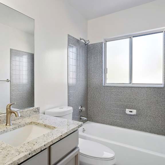 a bathroom with a sink and a toilet and a shower