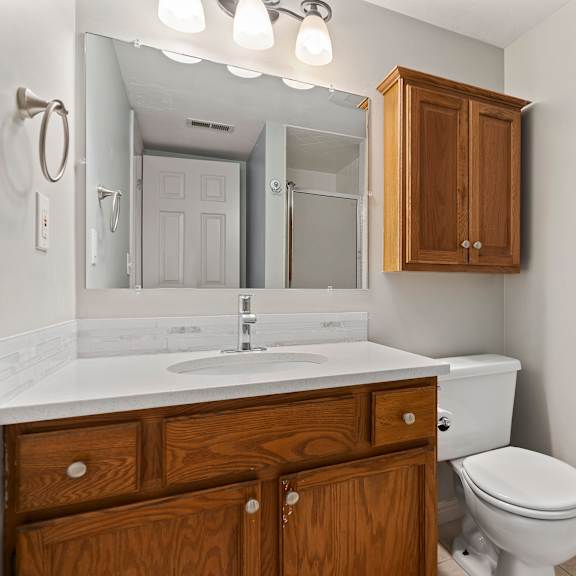 a bathroom with a toilet and a sink and a mirror