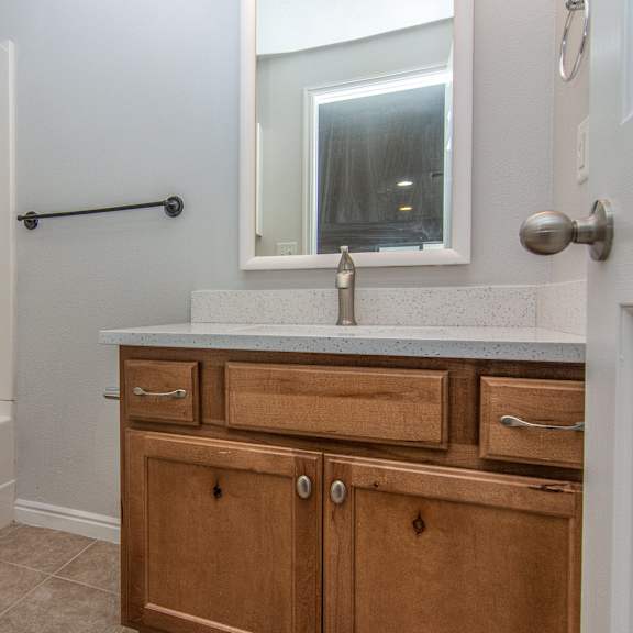a bathroom with a sink and a toilet and a bath tub