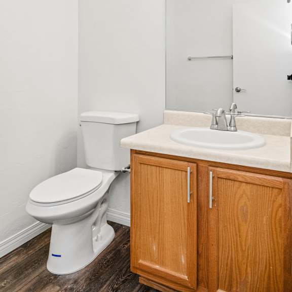 a white toilet sits next to a sink in a bathroom.