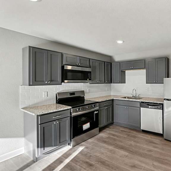 modern kitchen at mayfair apartments, kansas city, missouri