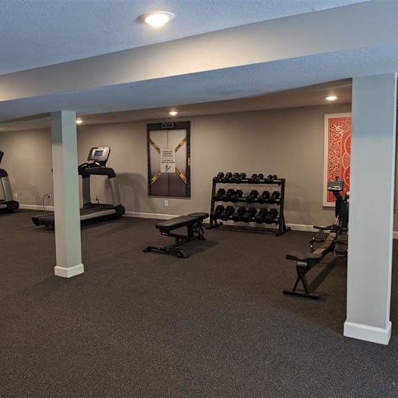 a fitness center with equipment