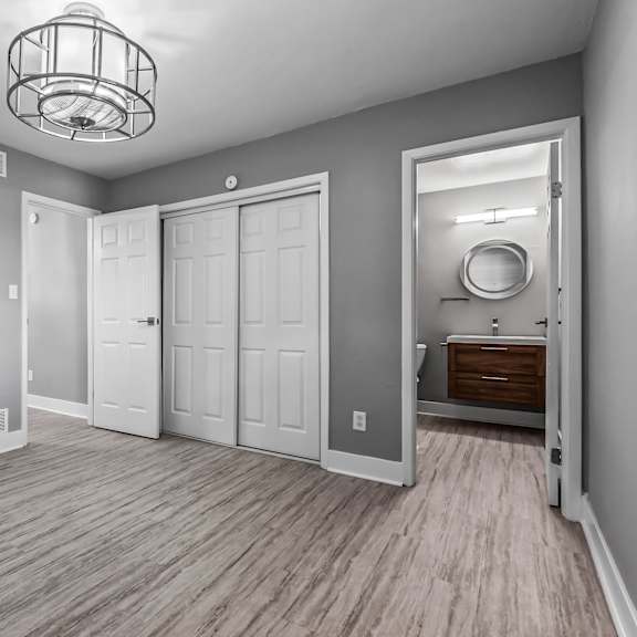 bedroom with bathroom at the sanctuary, tallahassee, 32304